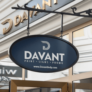 davant round hanging traditional signage mockup